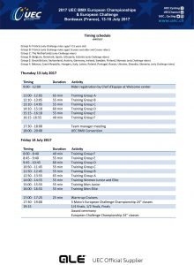 2017 European Championships Schedule P1