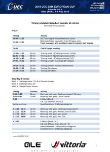 Rade UEC BMX European Cup Schedule - v28042019