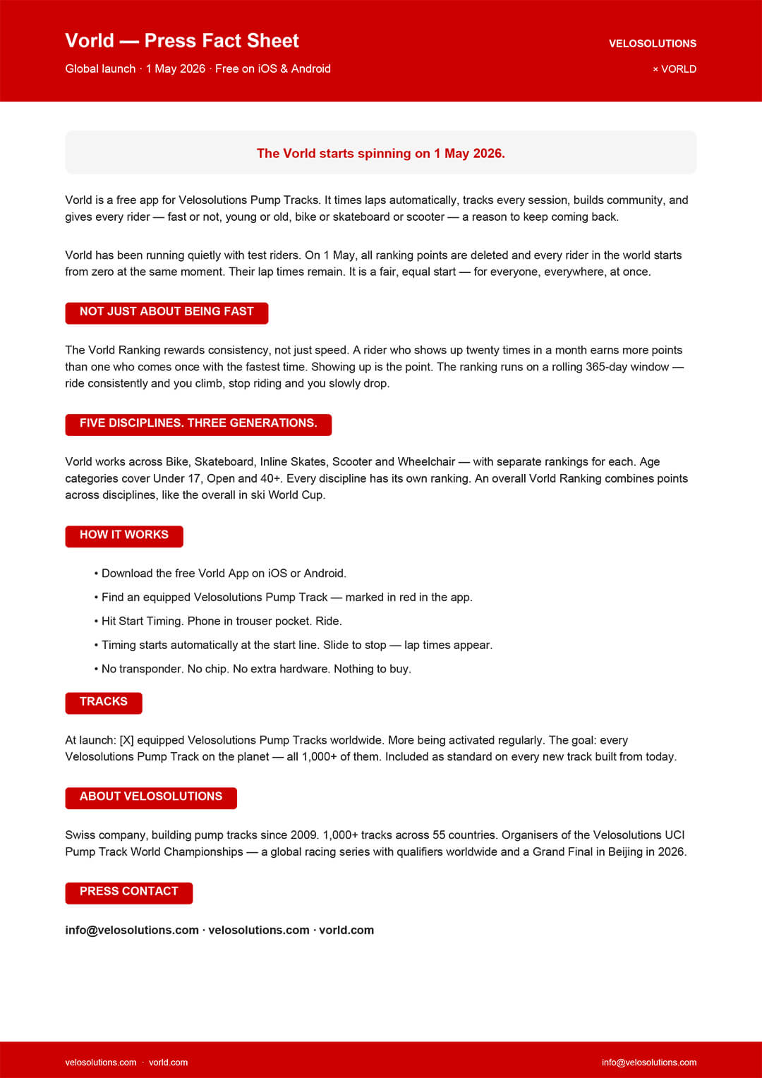 Vorld Velosolutions 07 - Fact Sheet