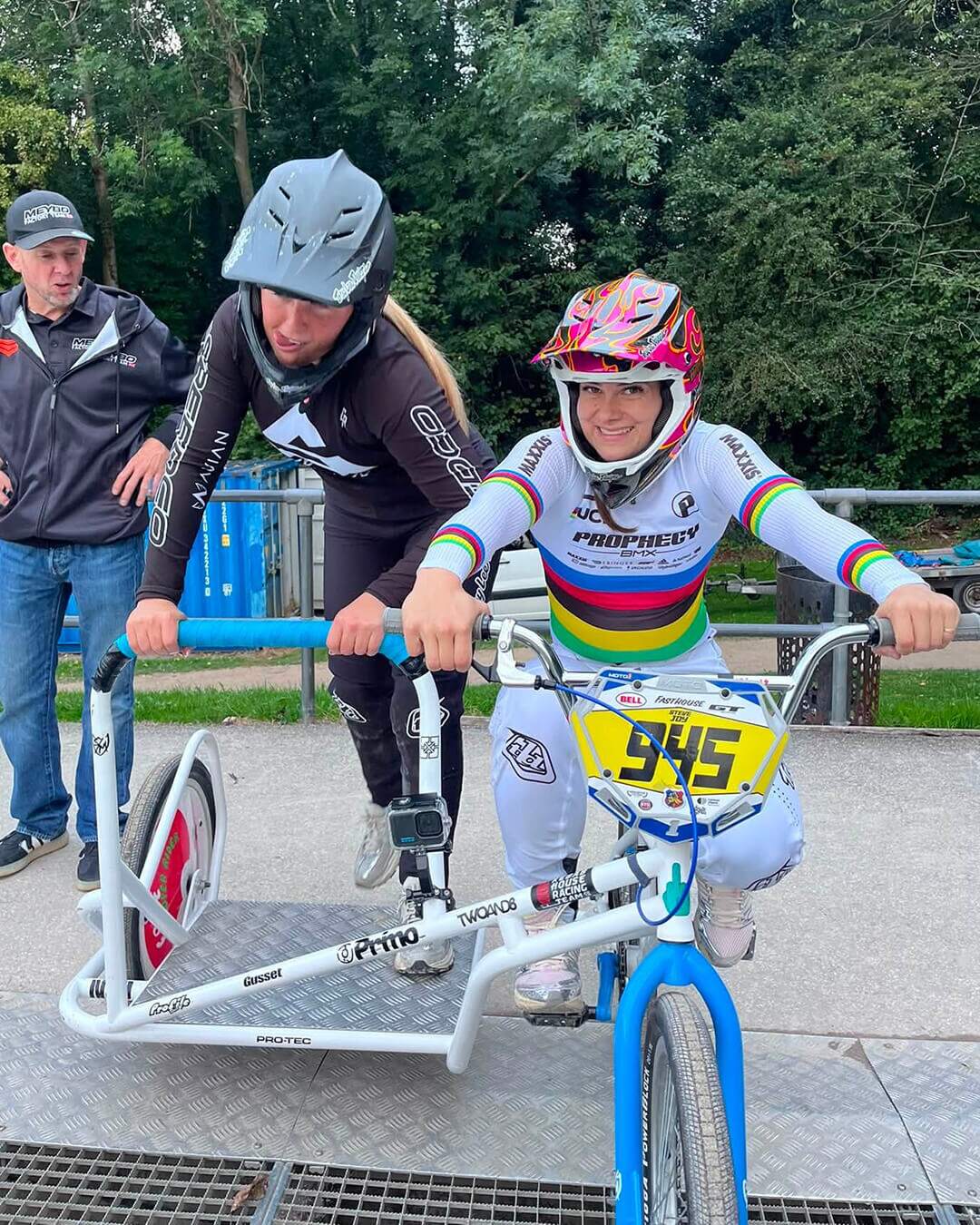 Alans BMX Grand Prix Invitational - Emily Hutt and Beth Shriever on Sidehack